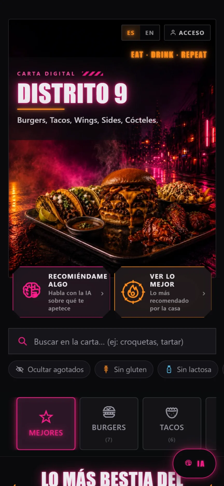Captura de la carta Distrito 9 en el móvil
